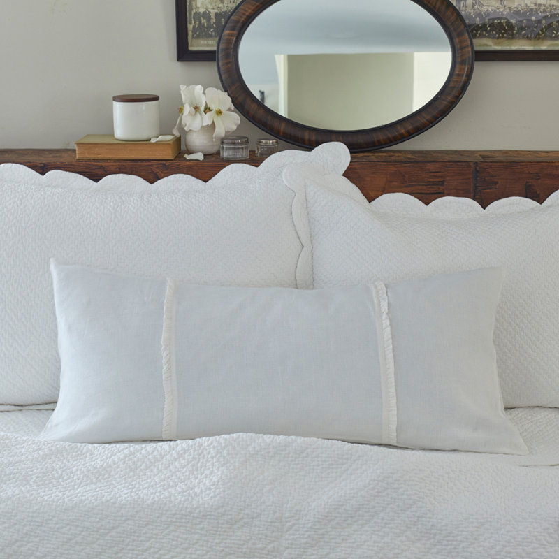 Hampton White Linen Bolster Pillow