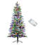 Arbre de Noël artificiel pin de montagne 7,5 pi pré-éclairé, arbre de Noël enneigé, arbre de Noël à charnière avec 500 lumières DEL et 1264 branches pour la décoration des fêtes, vert