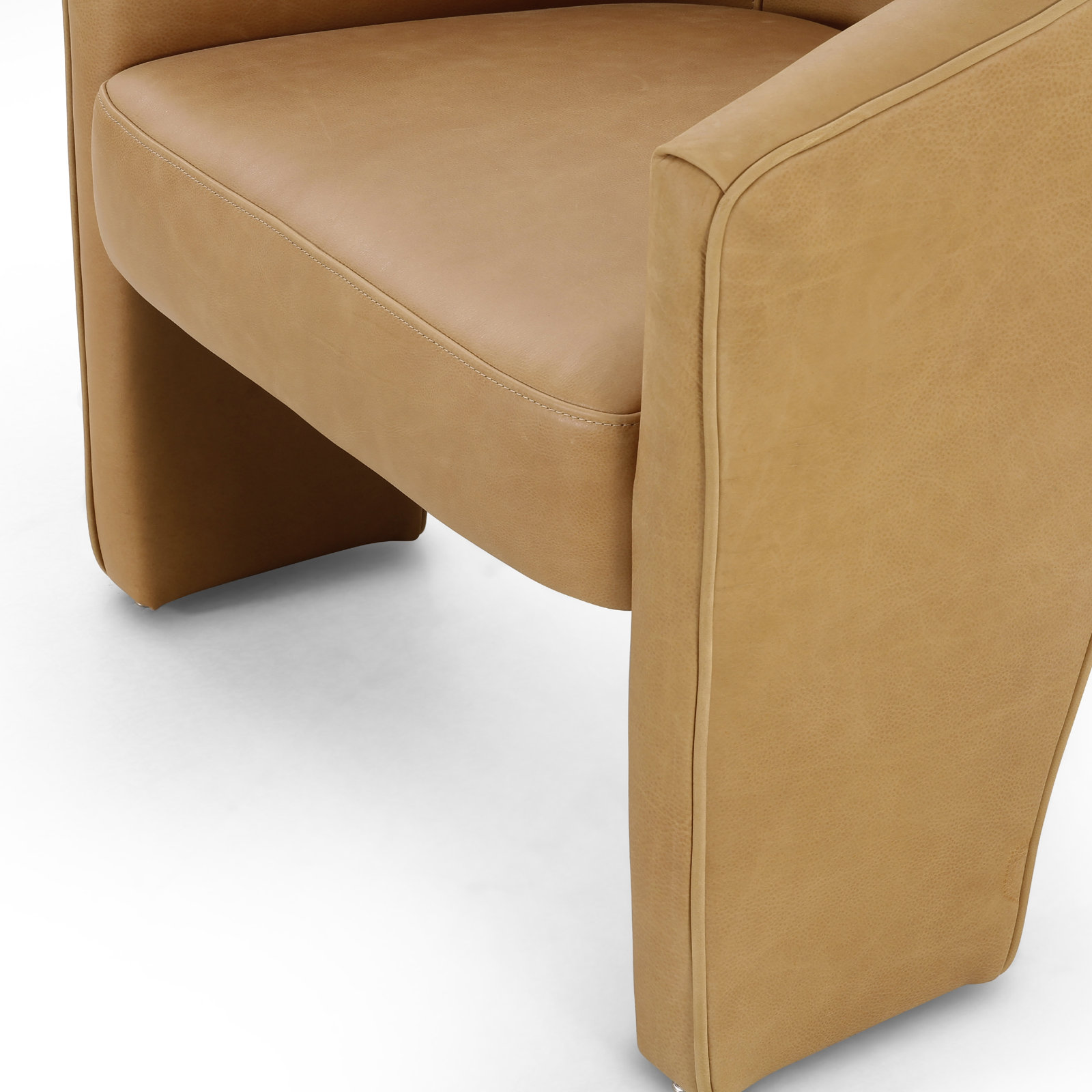 Brayson Genuine Leather Barrel Chair, Palermo Butterscotch Genuine Leather