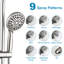 Ensemble de douche à double pommeau haute pression, pommeau de douche effet pluie avec douchette à main, barre de douche coulissante de 66 cm sans perçage, flexible de 1,5 m et inverseur à 3 voies, fini nickel brossé, robinetterie non incluse-134490934