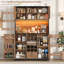 Armoire garde-manger Kirklyn, station de charge, éclairage DEL, buffet de rangement avec porte-bouteilles et tablettes réglables-116160223