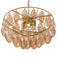 Lustre 24 pouces à 6 lumières en verre bullé doré brossé moderne, hauteur réglable 22 "à 100" suspendu avec grappe de champagne ambre orbes pour le vestibule de salon de salle à manger, répertorié ETL
