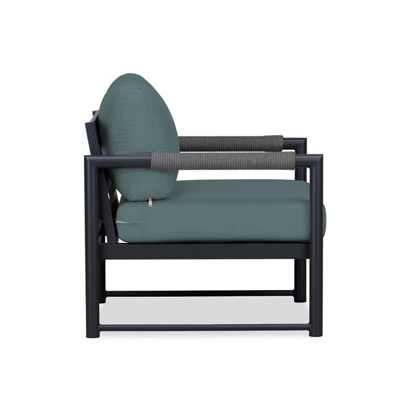 Alto Outdoor Lounge Chair, Spectrum Peacock Sunbrella® Plainweave, Black
