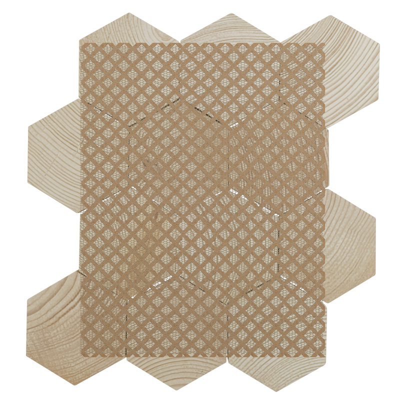 Medium Honeycomb Natural Wood Mosaic Wall Tile