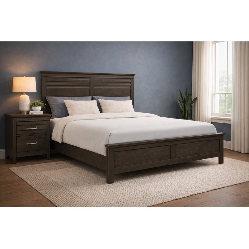 Oakridge Solid Wood Bed Frame, Gray, King