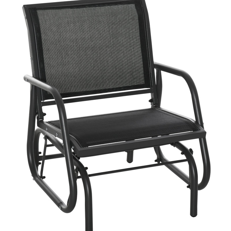 Chaise de patio coulissante. Structure en métal avec filet respirant. Courbé pour un confort accru. Pour le jardin, la piscine, la cour arrière, le balcon. Noir Supporte 264 lb. L 29,5 po x P 26 po x H 33,5 po Assemblage requis