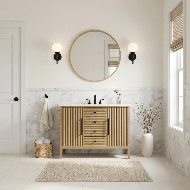 Meuble-lavabo simple 48 po, Lin chêne
