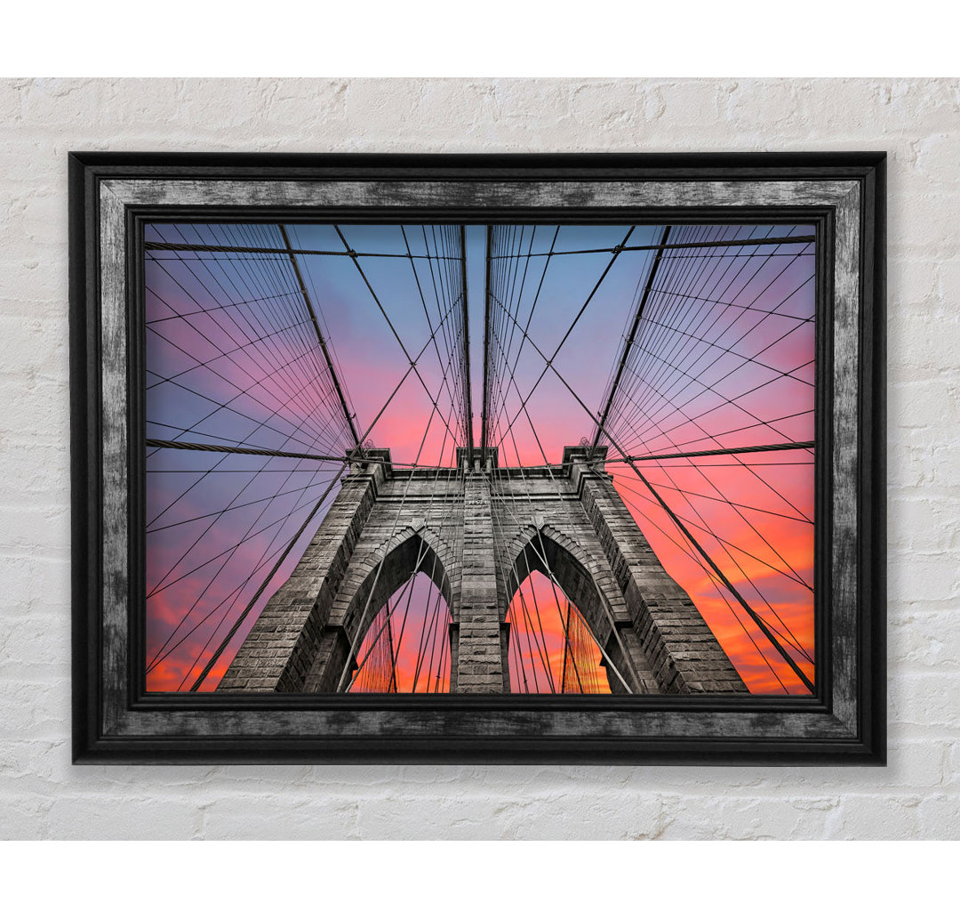 Feuerhimmel über der Brooklyn Bridge - Einzelne Bilderrahmen Kunstdrucke