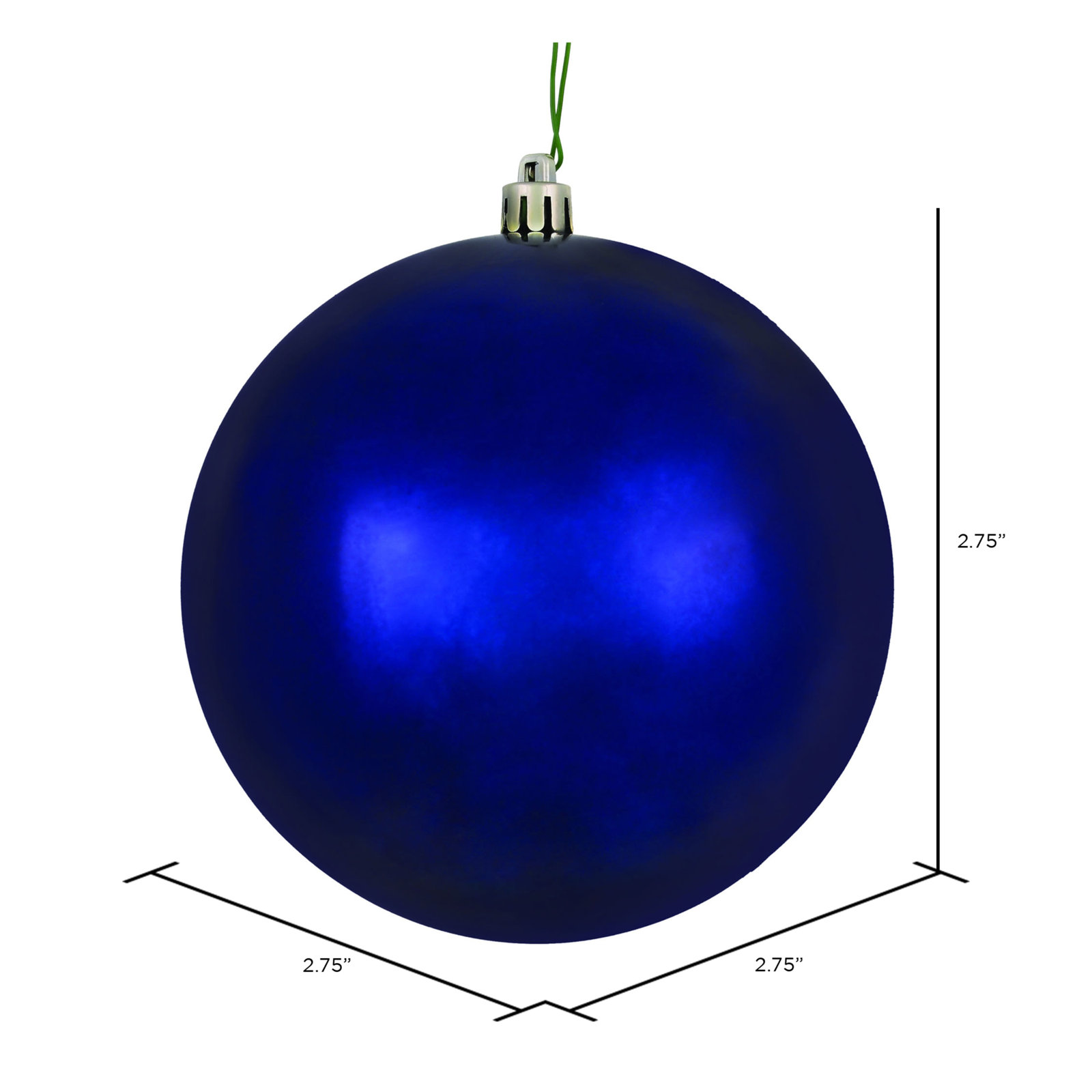 Holiday Décor Ball Ornament, 2.75" H x 2.75" W x 2.75" D, Midnight Blue Shiny