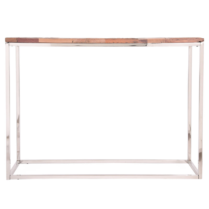 Console avec bois recyclé et acier inoxydable pour une sophistication sophistiquée