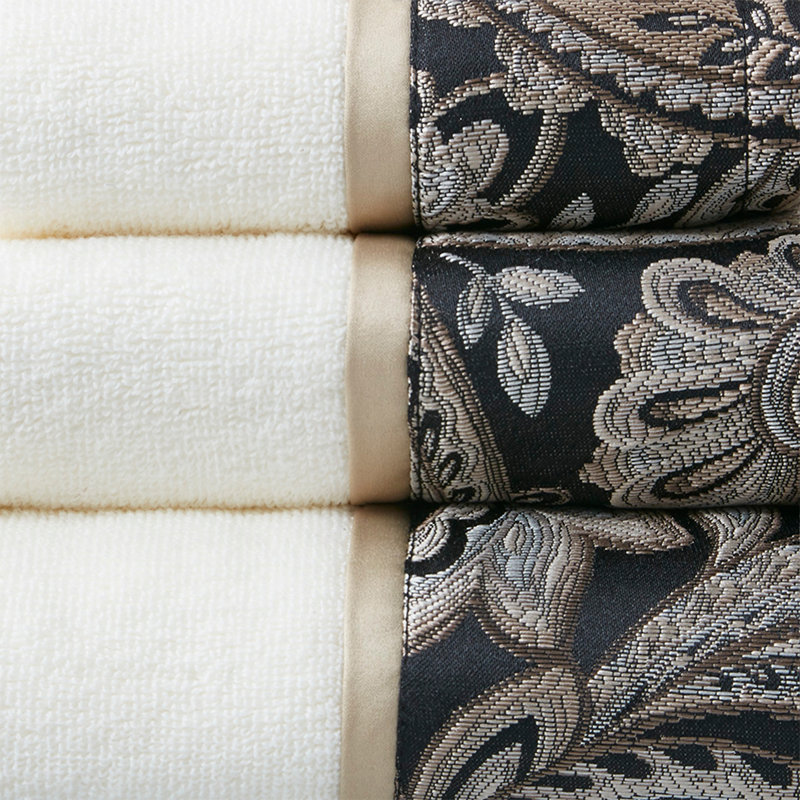 6 Piece Jacquard Towel Set, Black