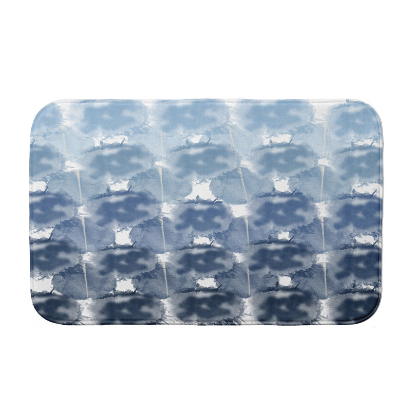 Tapis pour salle de bain Hephzibah, H 18 po x L 30 po, Bleu