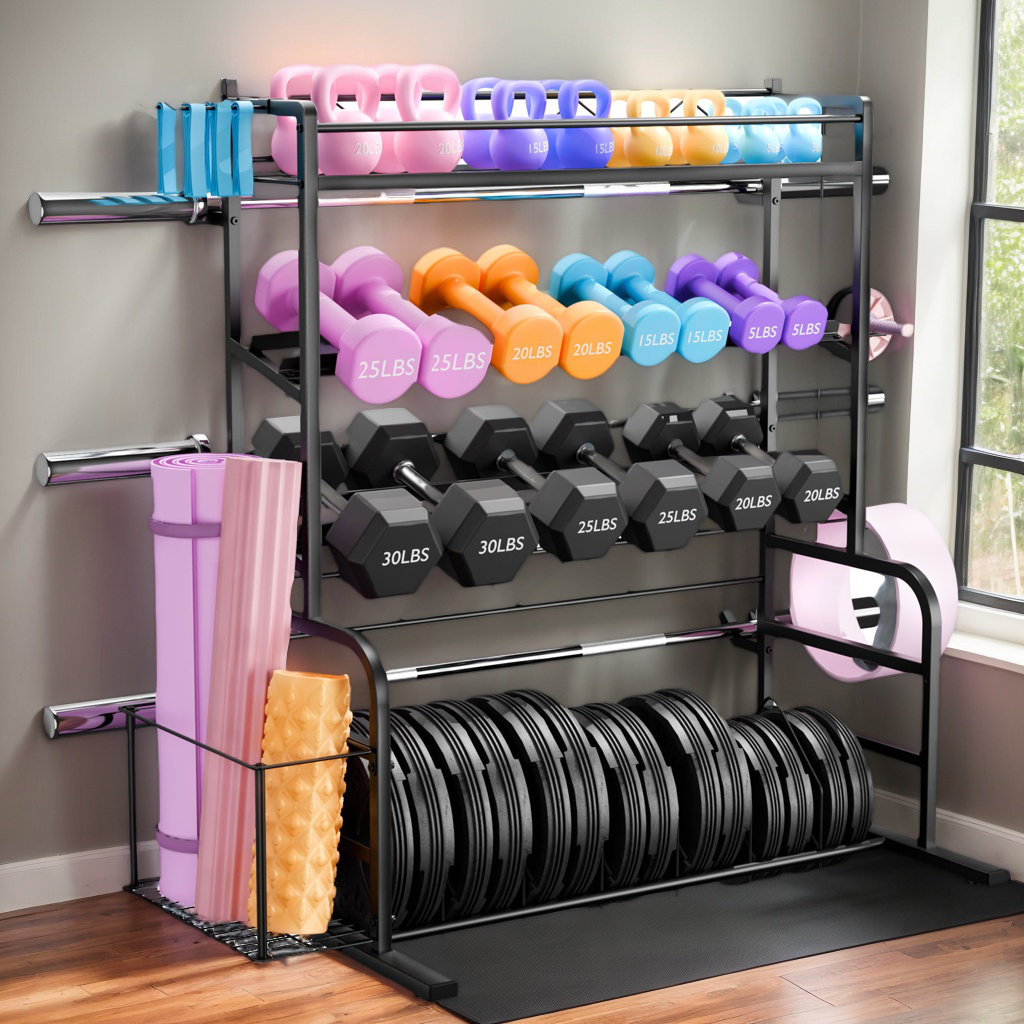 Arlmont & Co. Adjustable Weight Rack For Dumbbells, Dumbbell Rack ...