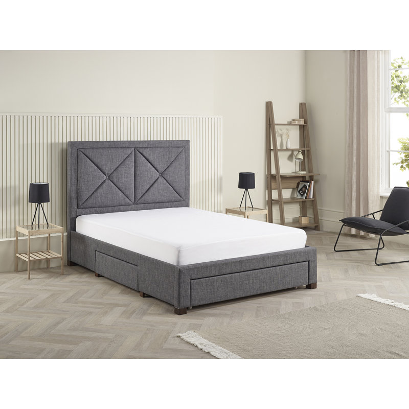 Hariz Upholstered Storage Bed, Double (4'6), Dark Grey