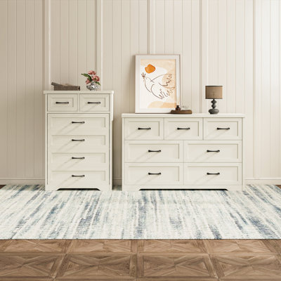 Ensemble de rangement pour chambre 2 pièces Bradford - Commode 7 tiroirs et commode 6 tiroirs rustique
