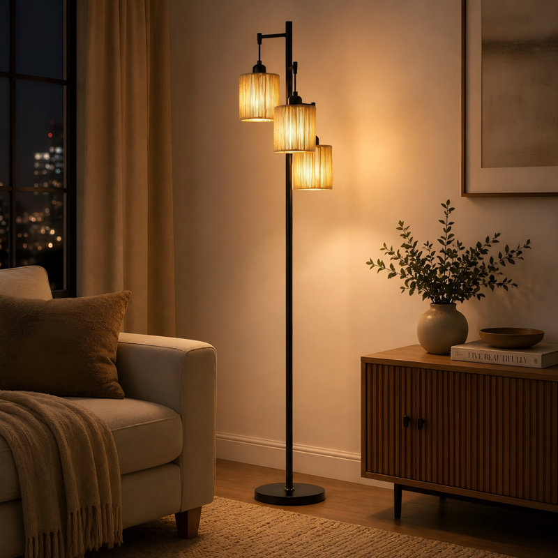 Lampe sur pied en rotin 65 po Silhouette