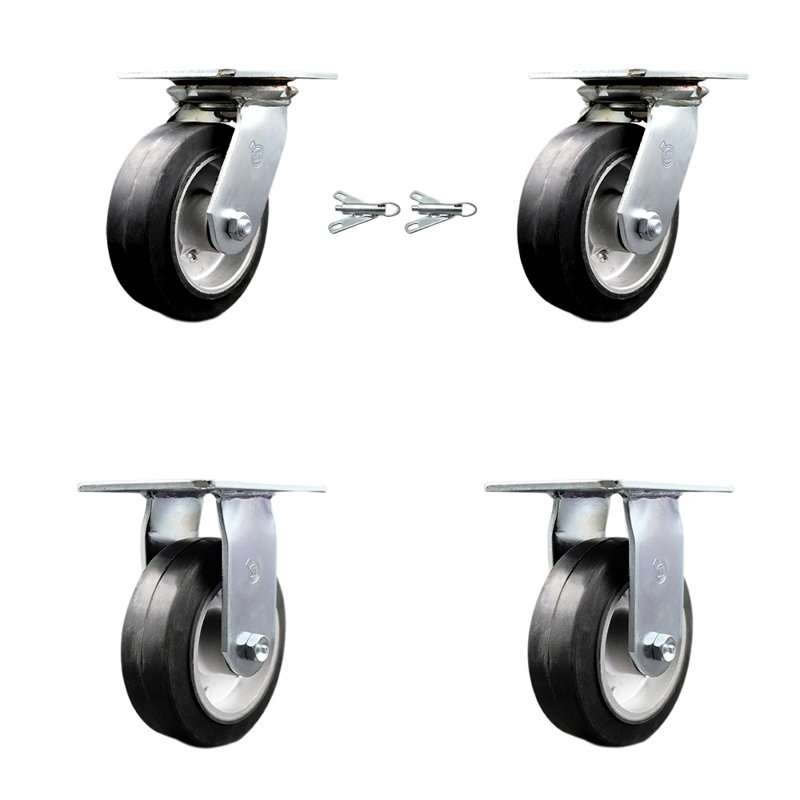 4 Piece Rubber on Aluminum Caster Set