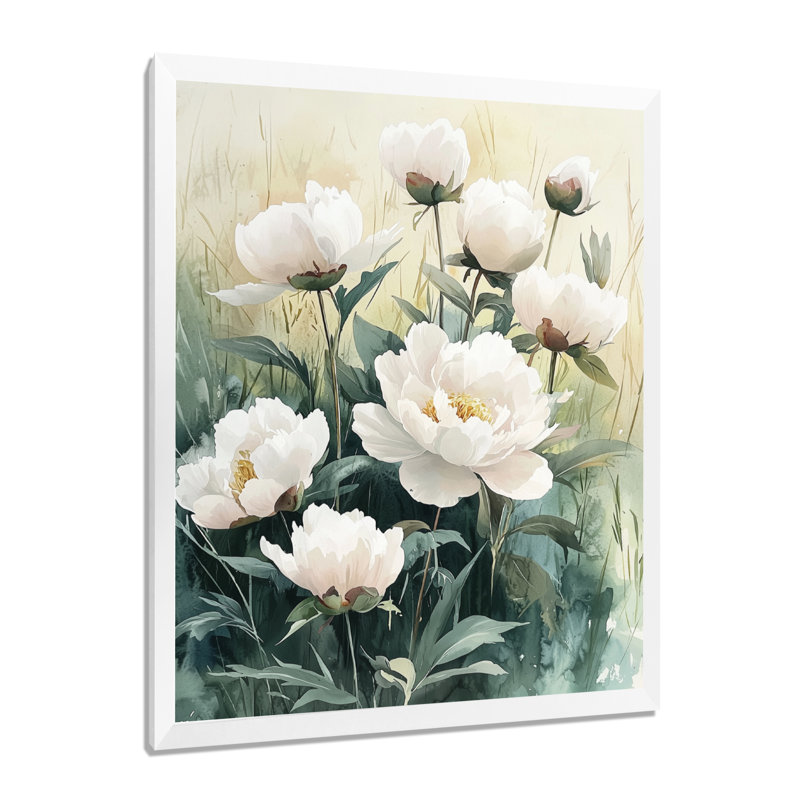 Giddings - Floral Canvas Art Print, H 44 po x l 34 po, Reproduction encadrée d'une seule photo, Blanc