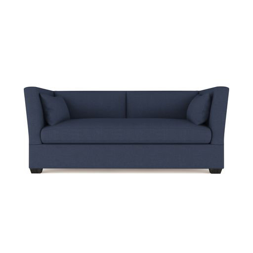 Rivington Flare Square Track-Arm Loveseat, 31" H x 72" W x 41" D, Plush Velvet Blue Print, Ebony