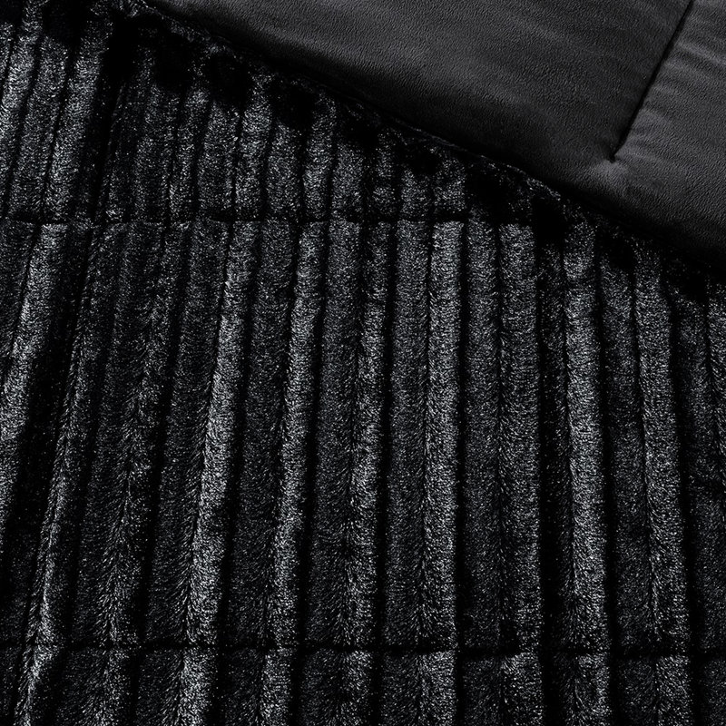 Couette mini en fausse fourrure noire - Grand lit/très grand lit, confortable et chaude.