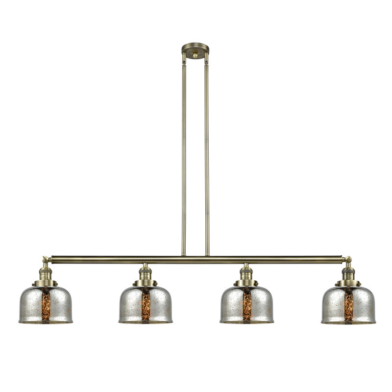 Lemire 4 - Light Kitchen Island Pendant, 10" H x 52.62" W x 52.62" D, Silver Plated Mercury, Antique Brass