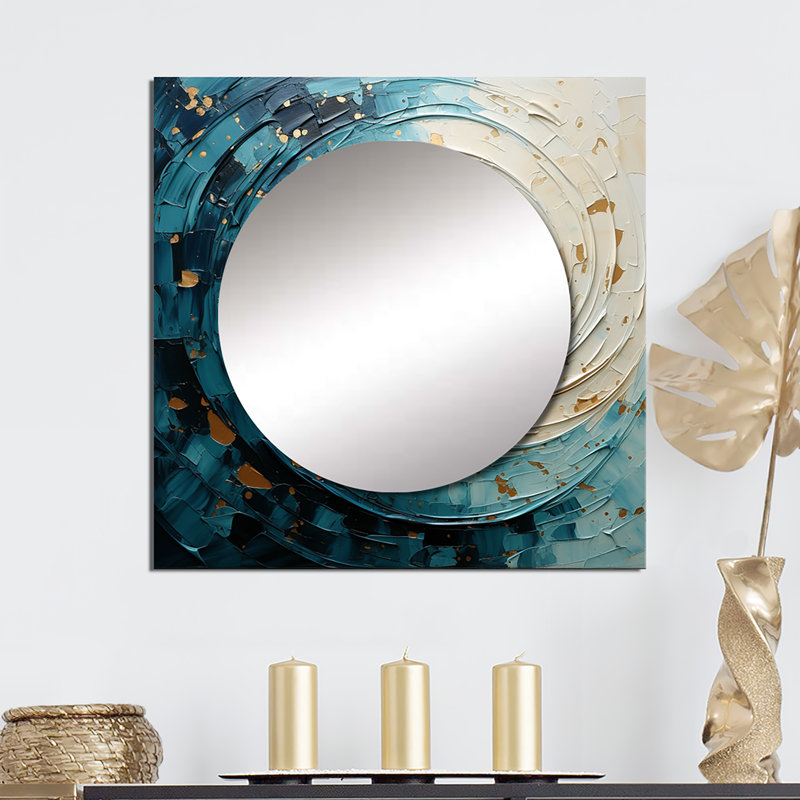 Thaila - Grand miroir carré à spirales abstraites pour décoration murale, 23 po x 23 po