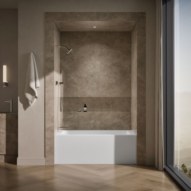 Underscore 60" x 32" Alcove Soaking Bathtub, Left, White
