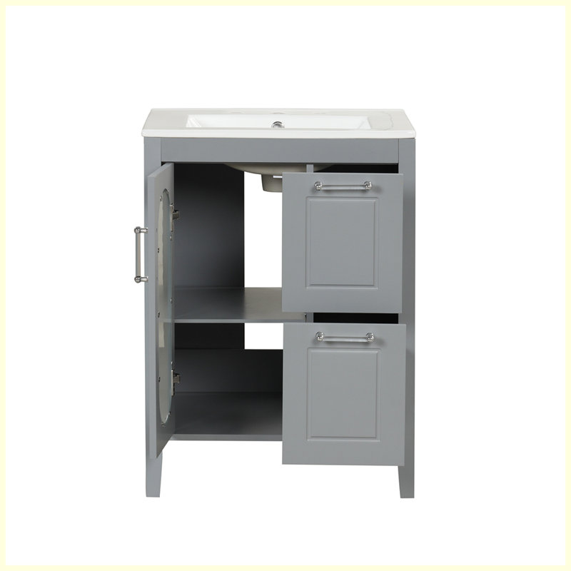 Meuble-lavabo moderne avec lavabo et tiroirs Modern, Gris
