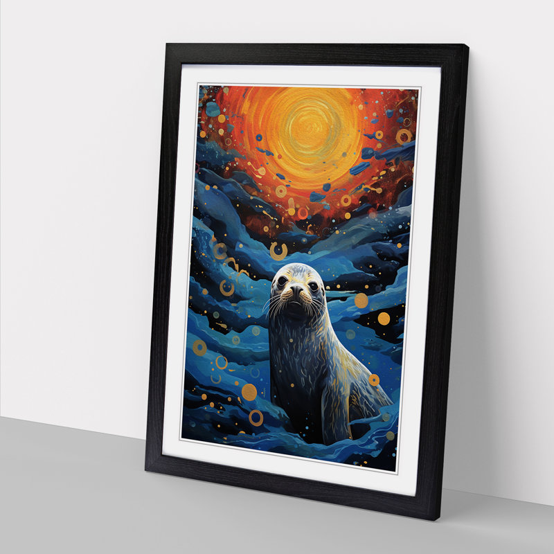 Seal Seal Seal Orphism - Single Picture Frame Print on Wood, 34cm H x 25cm W x 2cm D, Black