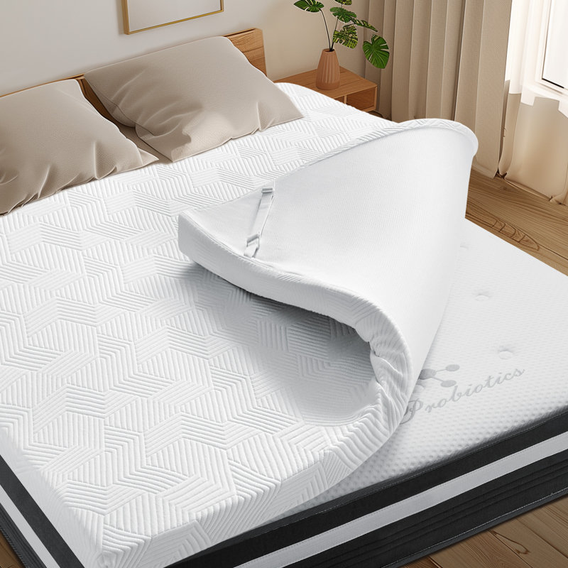 3'' Bamboo Fiber Blend Hemp Pattern Gel Memory Foam Mattress Topper, King