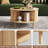 Round Coffee Table With Storage, Fluted Circle Coffee Table with Sliding Doors, Mid Century Modern Center Table For Living Room-891666361