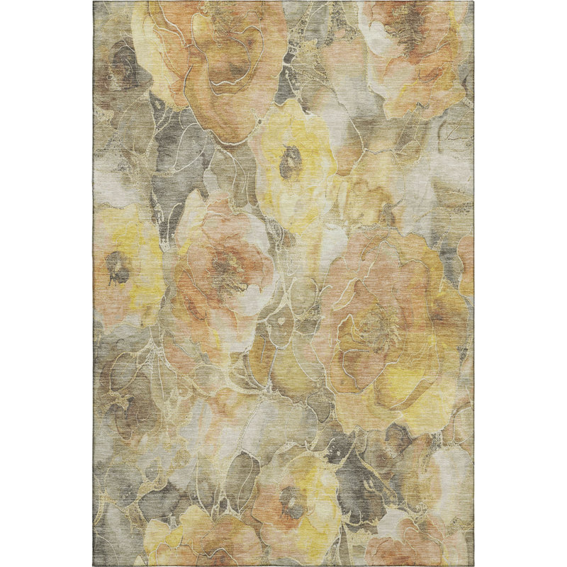 Premium Machine Washable Mayfield AMF1859 Floral Rug, Rectangle 2'6" x 3'10"