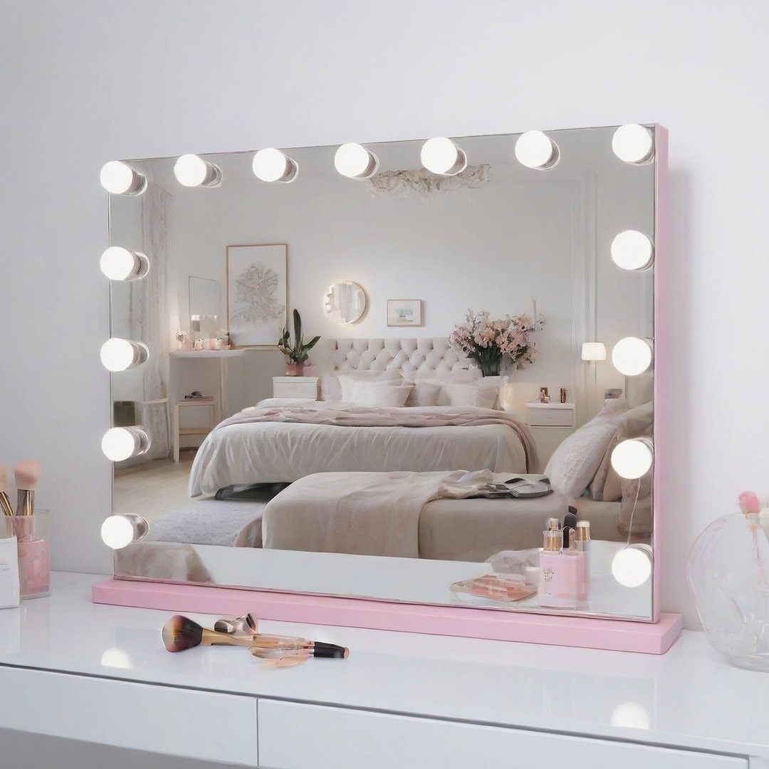 Kycia Makeup Mirror with Lights Touch Control for Dressing Room & Bedroom, Tabletop or Wall-Mounted Ebern Designs 