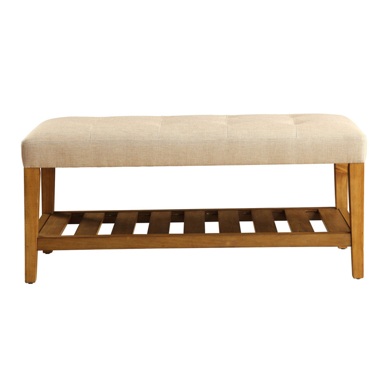Banc de siège capitonné beige et chêne, Beige