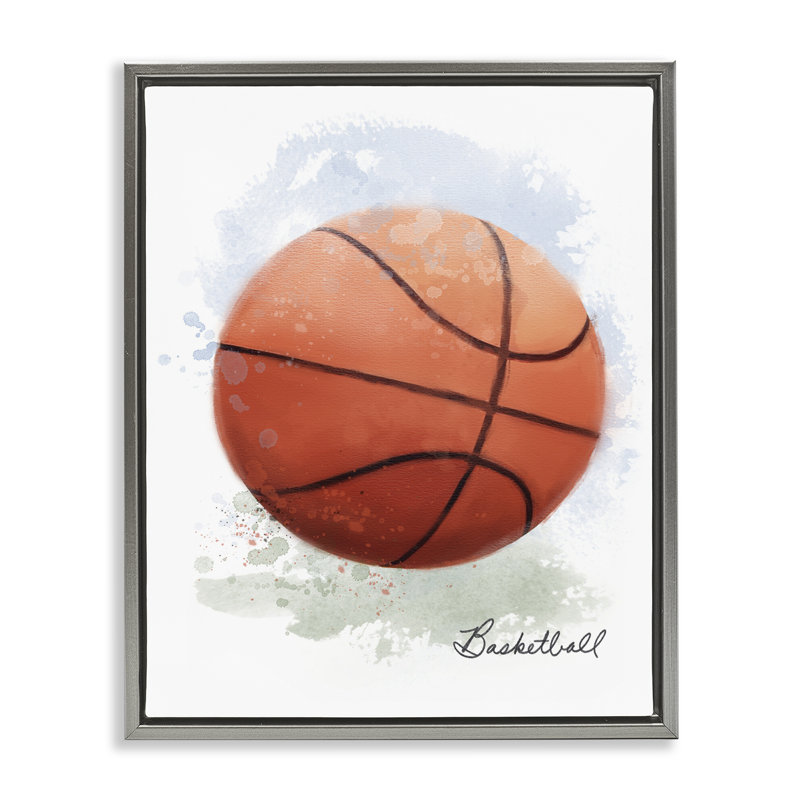 Cadre flottant de basketball pastel doux, design par Matthew Piotrowicz, Cadre flottant gris lustré, H 31 po x l 25 po