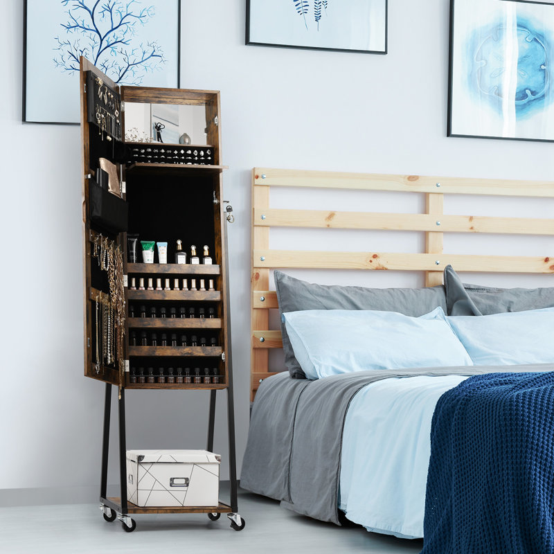 Armoire pour bijoux avec miroir Olvera, Brun