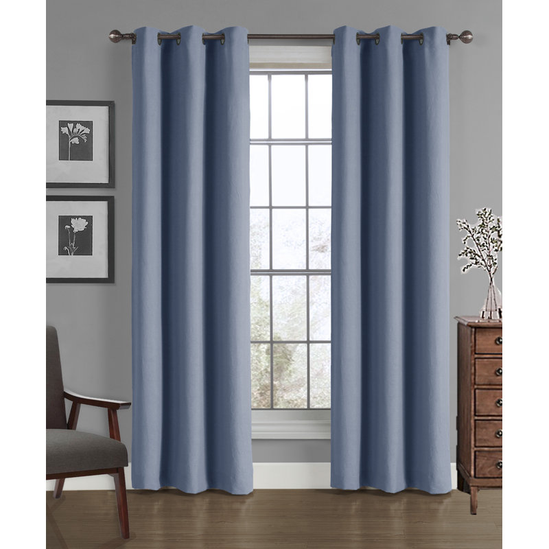 Rideau semi-transparent à œillets Manpreet, Bleu nuit