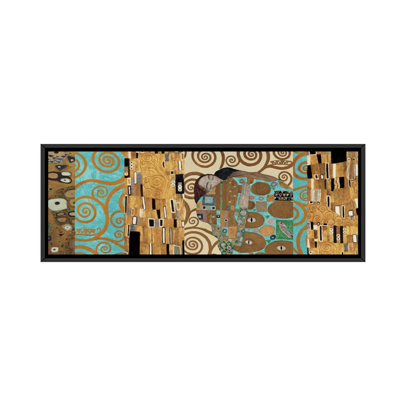 « klimt, 150 anniversaire i » par gustav klimt,, impression sur toile tendue, H 12 po x l 36 po x P 1,5 po, Cadre noir
