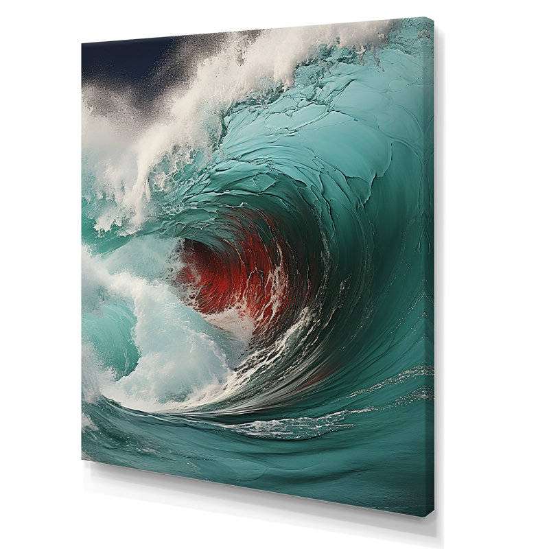 «Red Green Wave», impression sur toile, H 32 po x l 16 po x P 1 po, Toile tendue