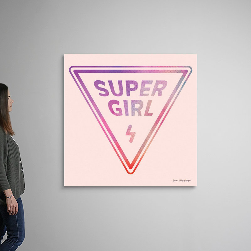 Art textuel sur toile, "Super Girl" par Seven is design, H 48 po x l 48 po x P 1,25 po, Toile tendue