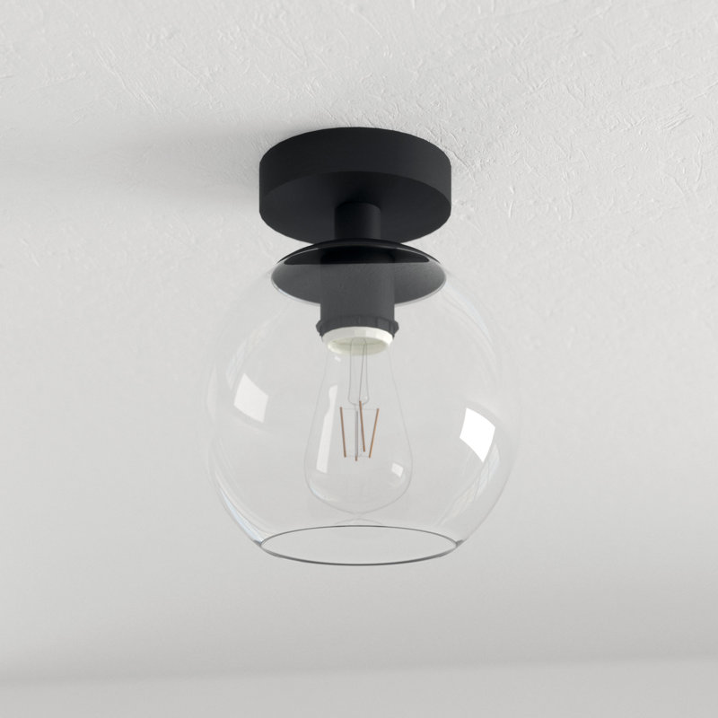 Plafonnier semi-encastré à 1 lumière Snead, H 9,3 po x l 7,9 po x P 7,9 po, Blanc givré, Or satiné