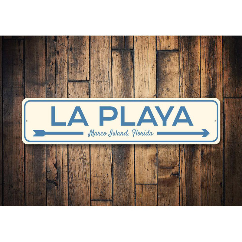 Plaque en aluminium La Playa Beach, H 4 po x l 18 po x P 0,04 po, Oui