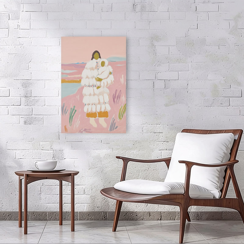 Arctic Mother Child Abstract Minimalist Modern Landscape Nature Wall Art Print 1 Piece Wrapped Canvas Wall Art