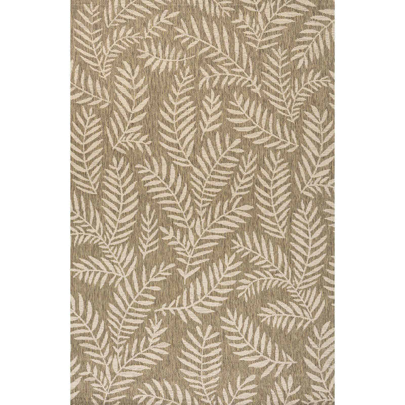 Tapis intérieur / extérieur brun / beige Mease Nevis Palm Frond, Rectangle 3 pi 1 po x 5 pi
