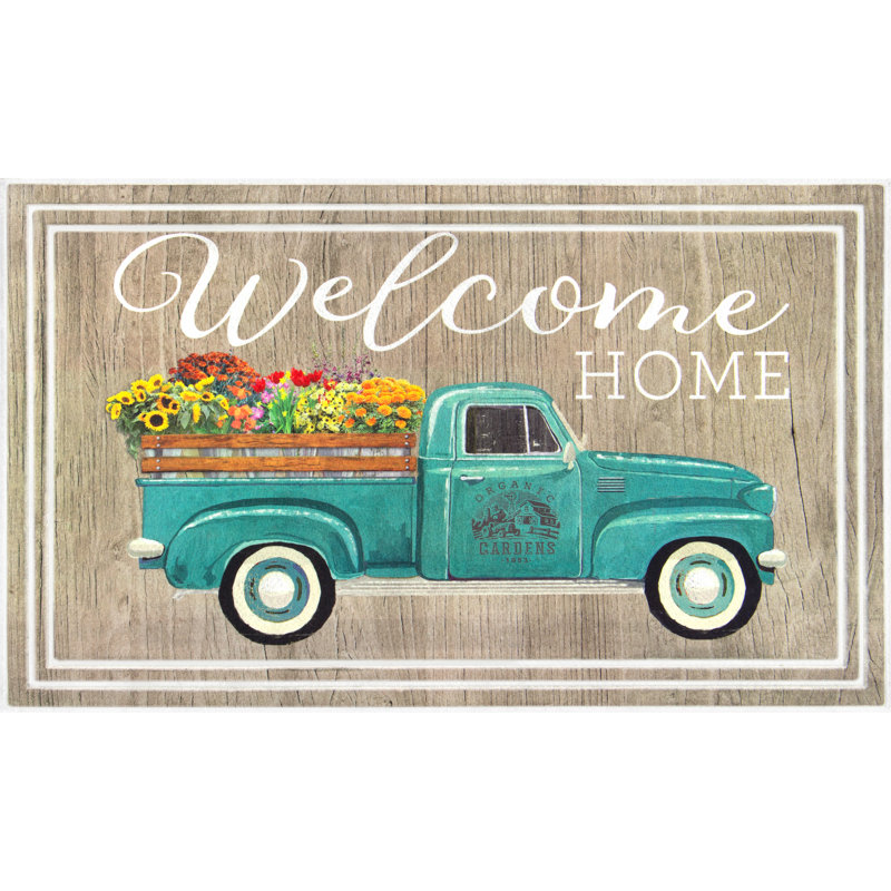 Paillasson Welcome Home Flower Truck Driftwood