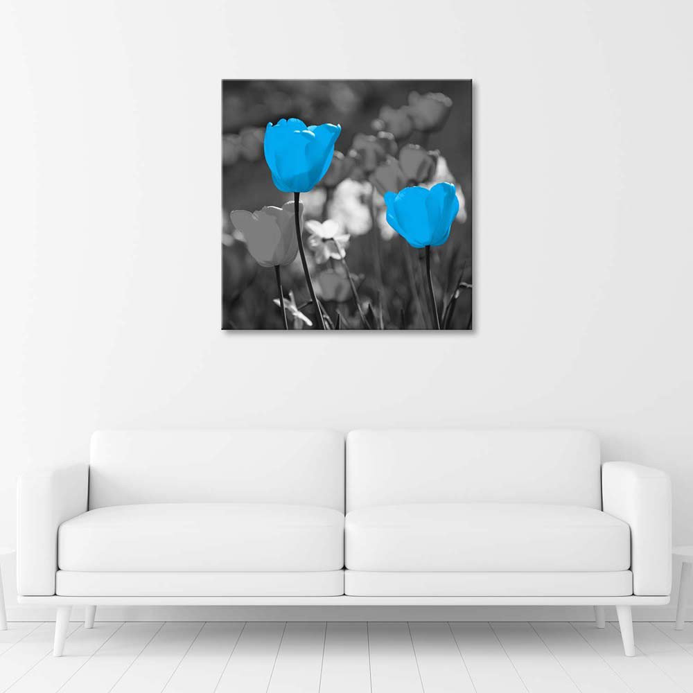 Leinwandbild Tulip Flowers Nature Blue