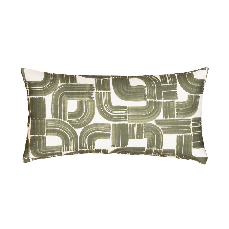 Coussin décoratif arche déco, Olive, Rectangle 26 po x 14 po, Plumes
