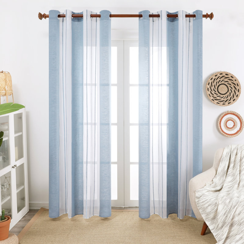 Dearious Sheer Curtain Pair, Width 140 x Drop 183 cm, Light Blue