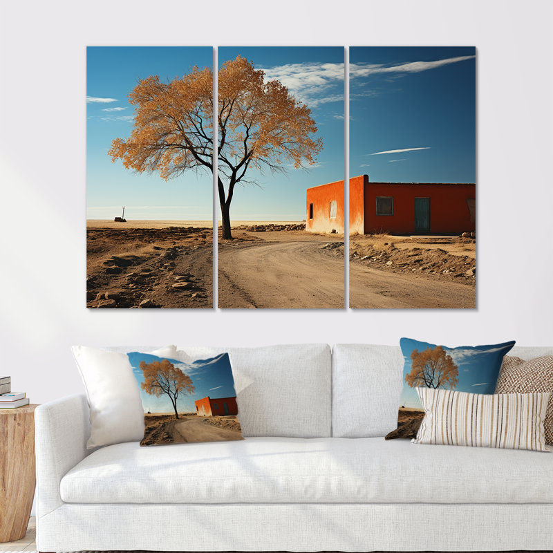 «Desert Tree Bliss In Dakota» - ensemble d'art mural désert, H 40 po x l 60 po x P 1 po