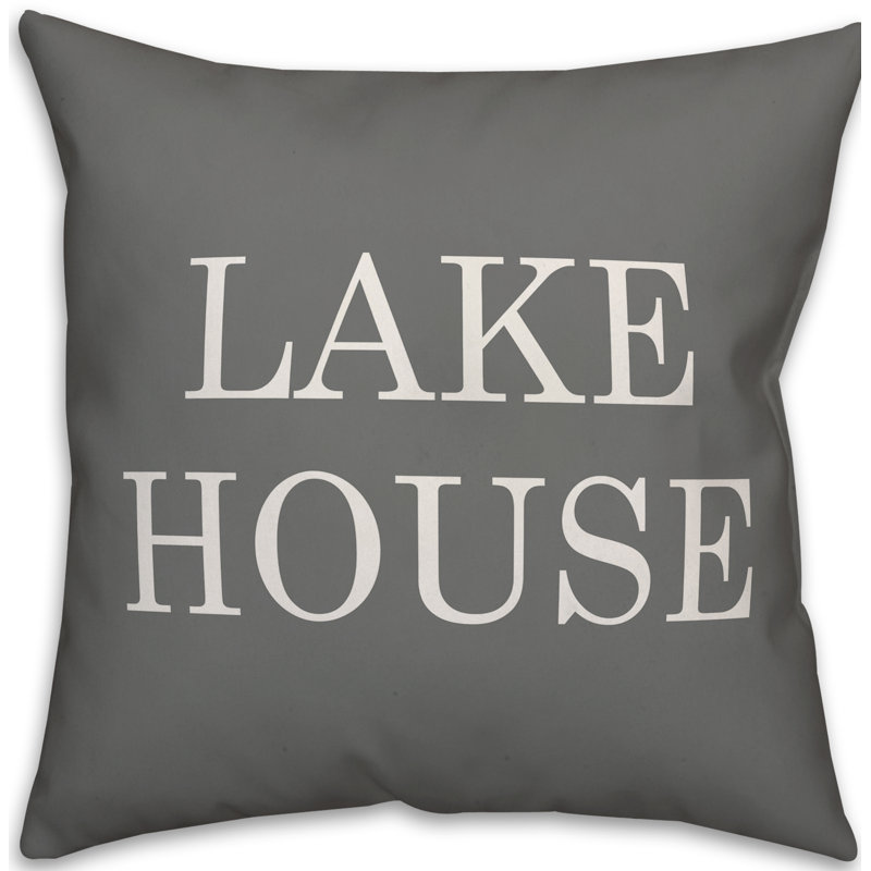  Coussin intérieur / extérieur Lake House, H 16 po x l 16 po, Gris / blanc
